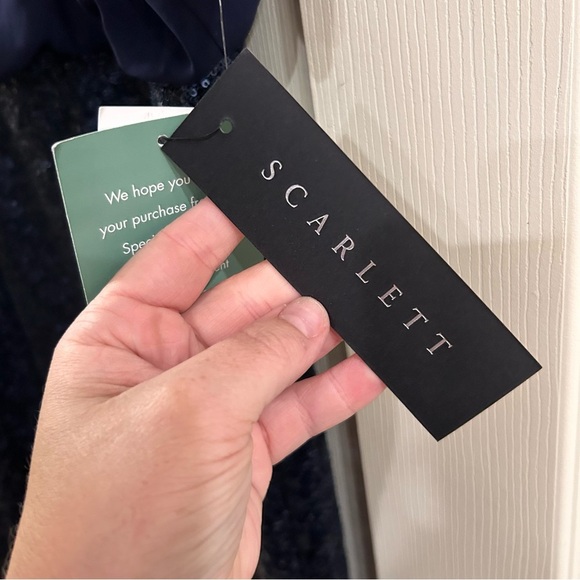 Scarlett Navy Blue Cocktail Dress-sheer top and sequin bottom. NWT Women’s 8 - Picture 6 of 6